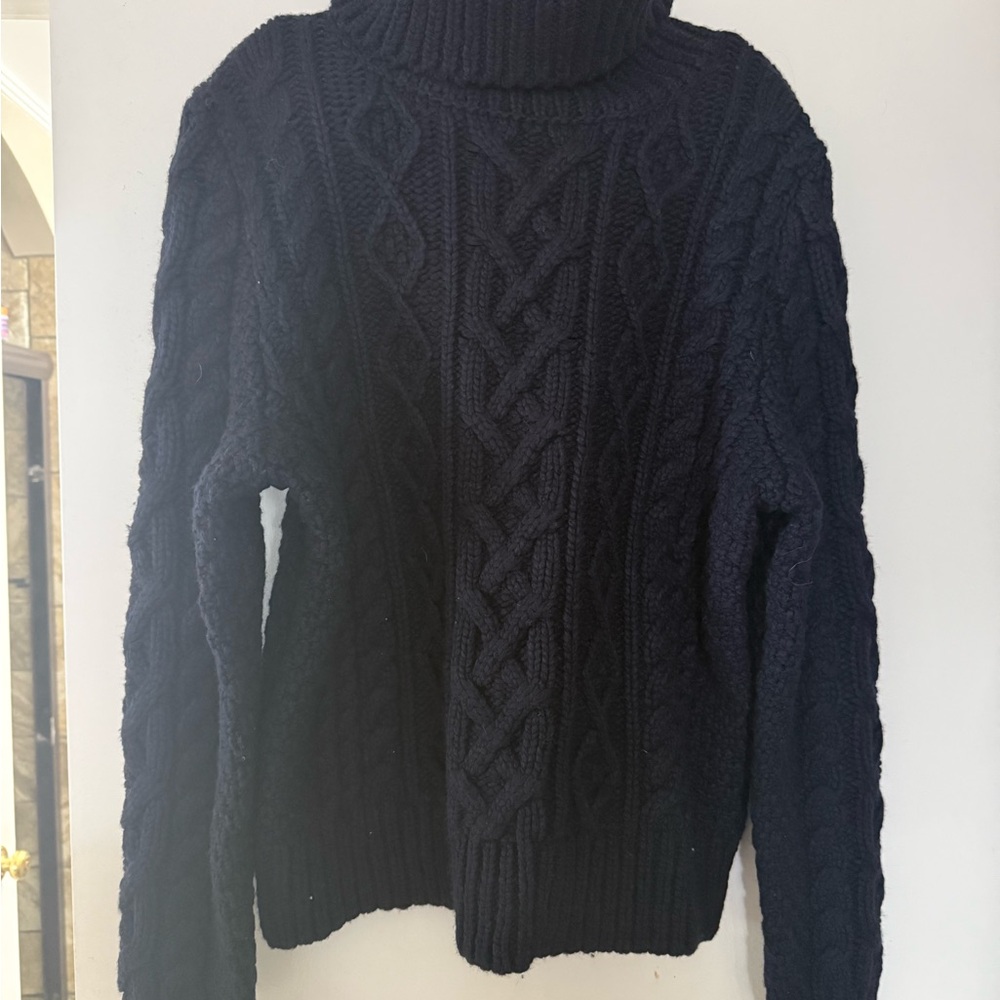 Banana Republic Navy Cable Knit Turtleneck Sweater